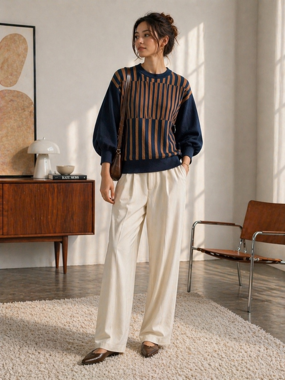Saturday Sunday Anthropologie Sweater | Mock Neck Graphic Knit- oversized